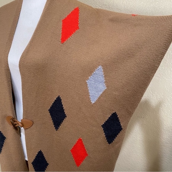 Trina Turk Merino Wool Diamond Print Poncho - Picture 3 of 9